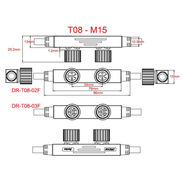 M15 F тип кабельного соединителя параллельный IP68 водонепроницаемый мужской женский 2/3Core Lighting Accessories