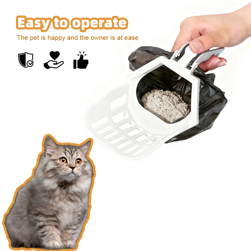 Large Capacity Waste Tank Cat Poop Scoop Cleaning Waste Plastic Quick Cat Litter Scoop All-In-One Cat Litter Scoop Set