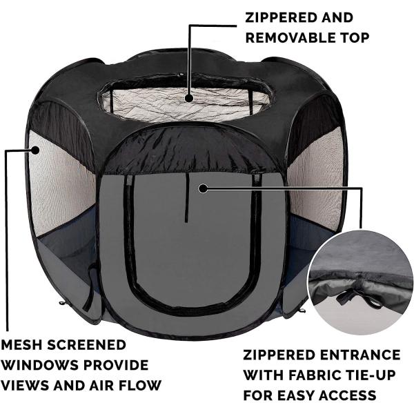 Tent Outdoor, Pet Enclosure Tent Suitable for Cats and Small Animals, Indoor Playpen Portable Exercise Tent with Car