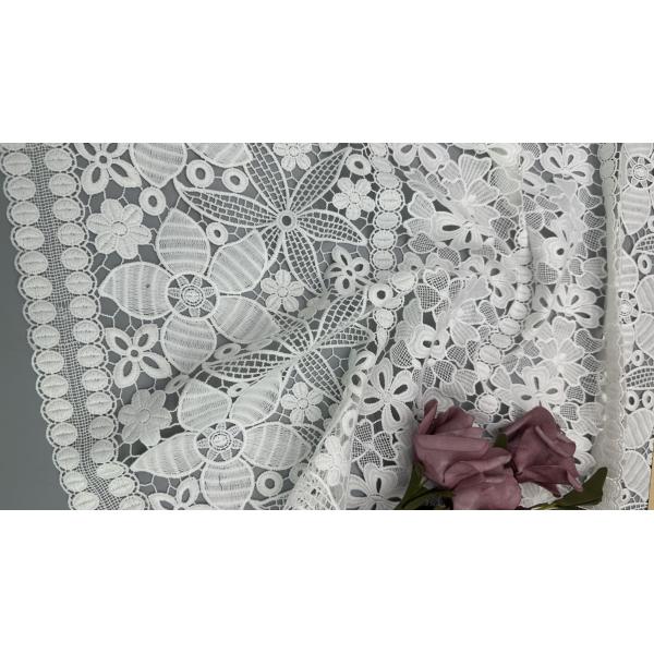 White Floral Lace Fabric Embroideded Eyelet Fabric Soft and Elegant for Dressmaking