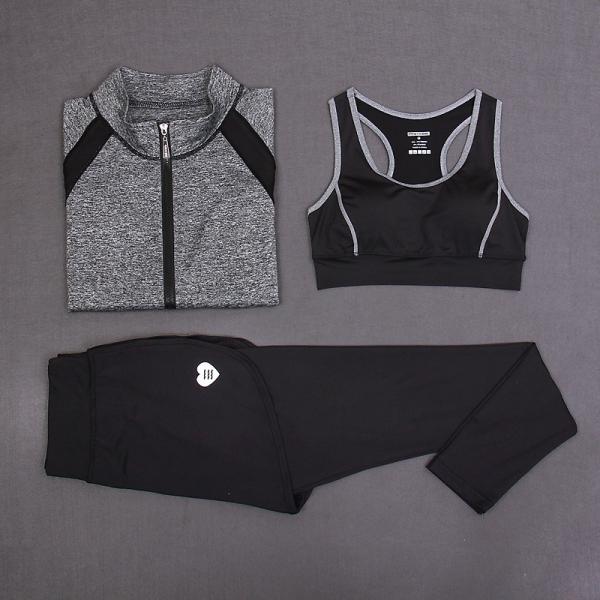 CPG Global Women 2017 Spring Summer Multi-Color Quick Dry 3 Pieces Set Stretched Bra Sports Jacket with Yoga Pant T1015