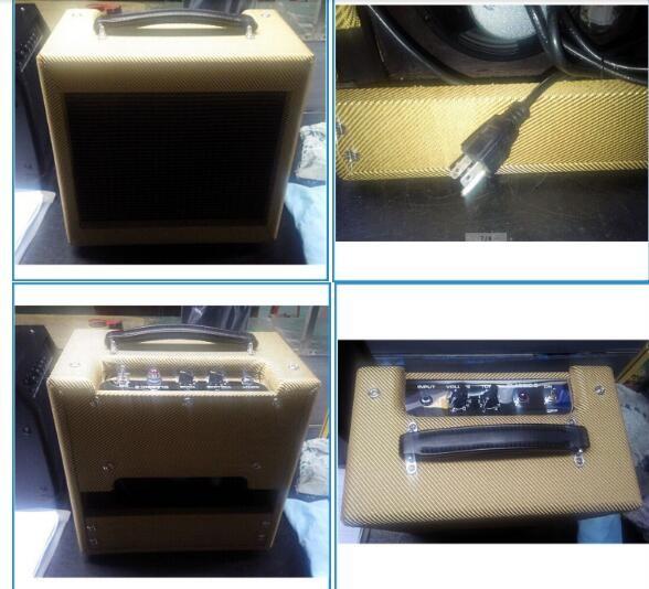 5F1A Fender Style Champ Handmade Tweed Guitar Amplifier Combo, 5W with Volume and Tone Control Classic A Tube Guitar Amp