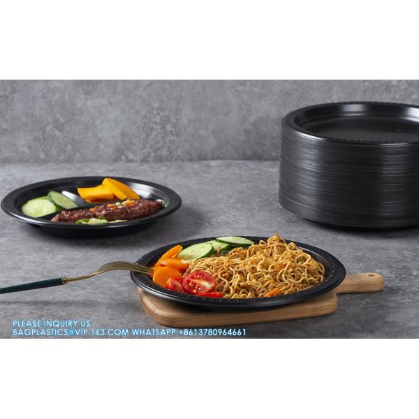 White Plastic Plates, 9 Inch 3 Compartments 150 Pack Food Grade Material BPA Free Reusable Dinner Plates