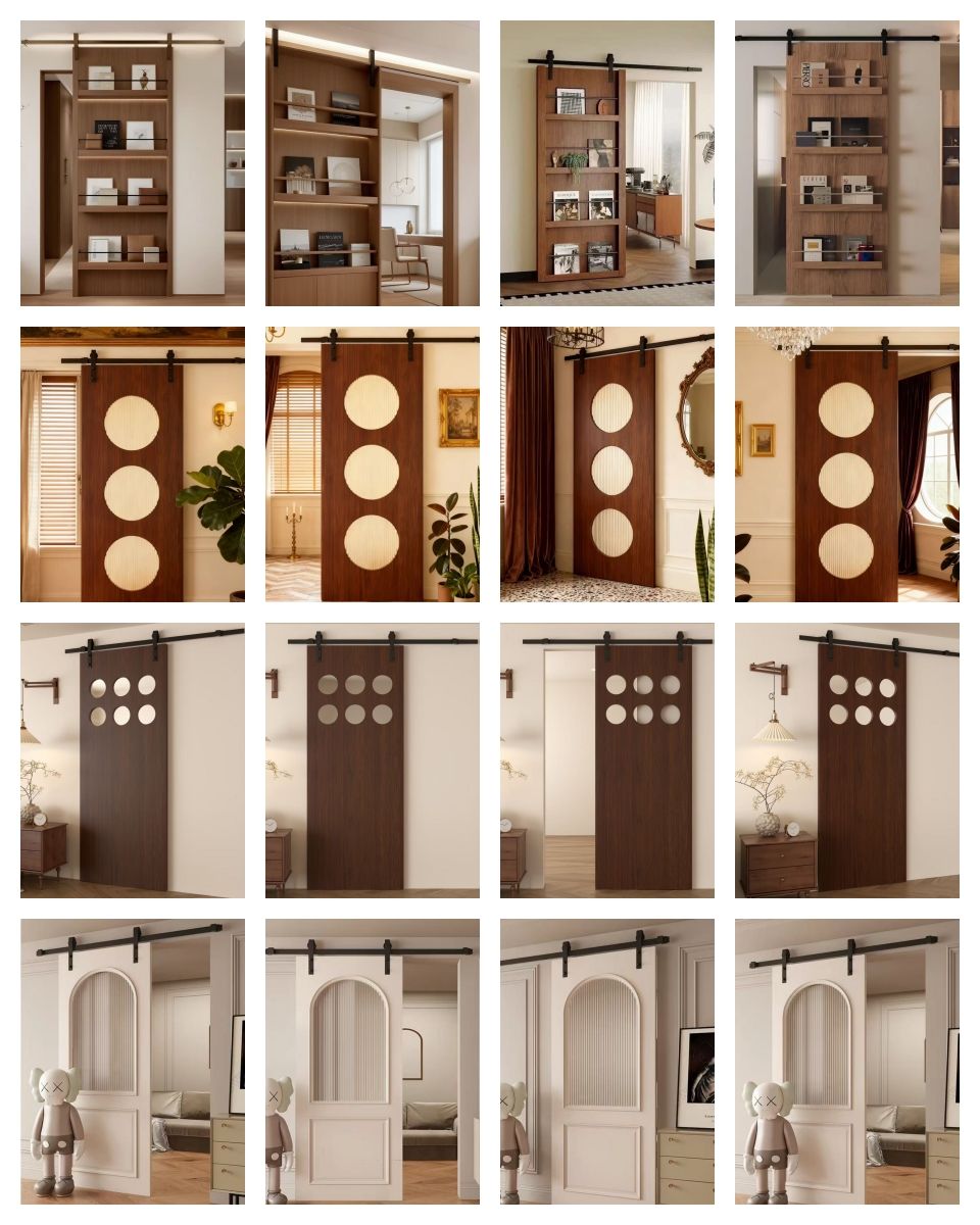 Waterproof Customizable Space Saving Solid Wood Interior Door Modern Barn Door for Bedroom and Bathroom