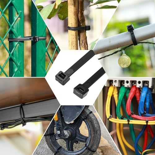 Heavy-duty Cable Ties 7.6mm Wide with 250 Lbs Tensile Strength V-shaped Double-sided Teeth  Nylon 6 Material