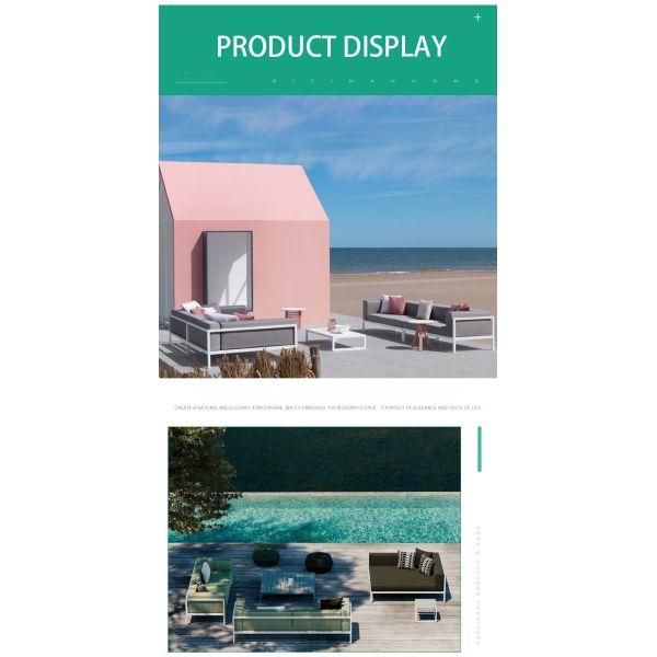 Outdoor Sofa Courtyard Terrace Three Person Leisure Living Room Leisure Aluminum Alloy Sofa Set