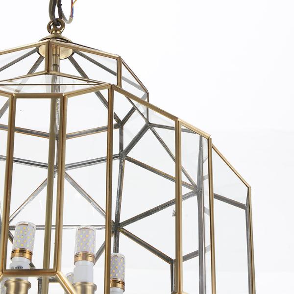 All Copper Simple Glass Entry Pendant Light New Chinese Creative For Staircase Corridor Restaurant Villa