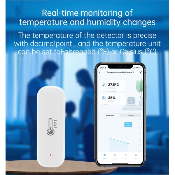 Alexa Voice Control Smart Home Sensors WiFi Room Thermometer Hygrometer With App Alert
