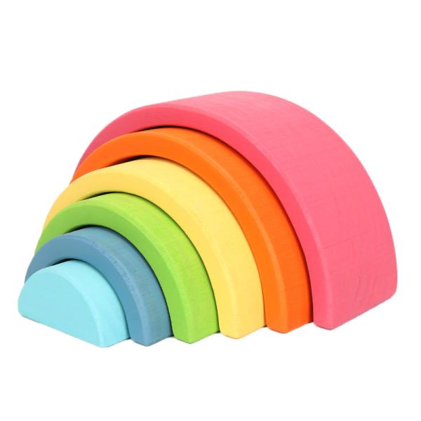 Blocs constitutifs en bois Toy Creative Educational d'arc-en-ciel de Brown 18cm