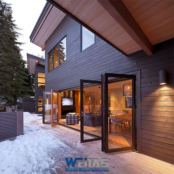 Double Glazed Soundproof Aluminum Horizontal Sliding Folding Door