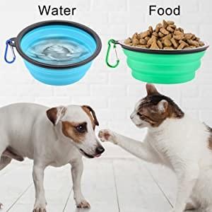 TPE Outdoor Dog Collapsible Bowl Green And Blue For Traveling And Hiking