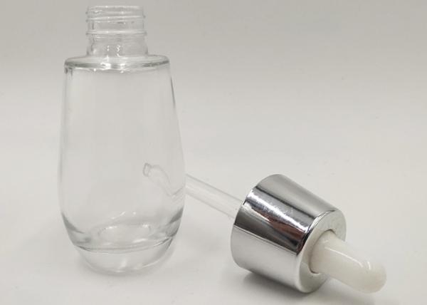 1oz 30ml Clear Dropper Bottles , Glass Lotion Bottles Golden / Silver Cap