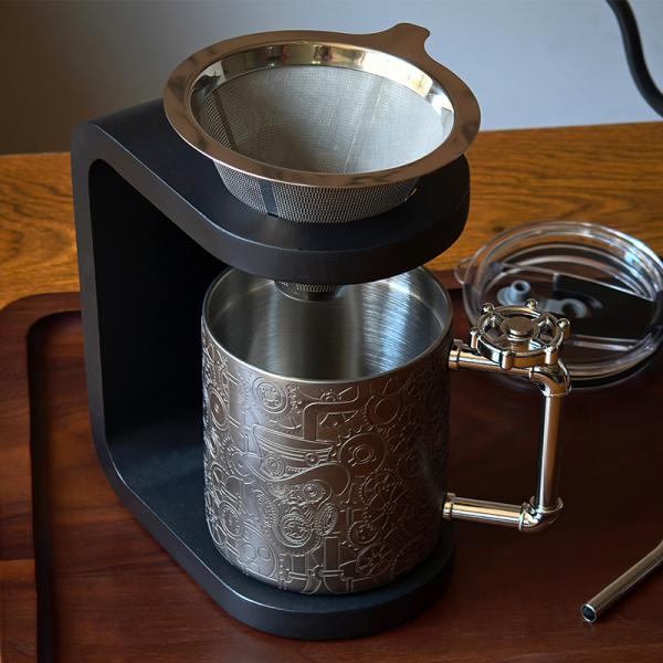 Черная 14 унций двойная кофейная кружка в стиле Steampunk стальная чашка с ручкой
