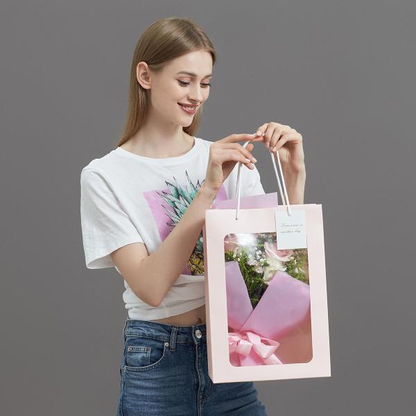 Персонализированные дизайнерские бумажные пакеты с прозрачным окном