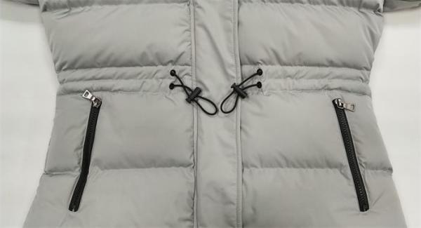 Grey Ladies Long Puffer Coat With Fur Hood Quilted