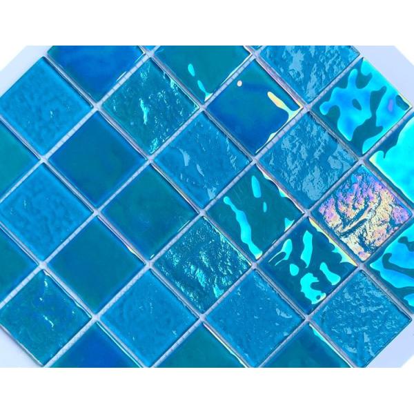 Iridescent Mosaic Glass Pool Blue Swimming Pool Glass Mosaic Tile with Acid-Resistant