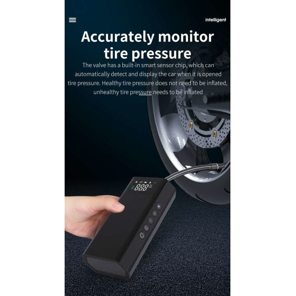 150 PSI Cordless Portable Car Tire Inflator Air Pump With Power Bank LED Light