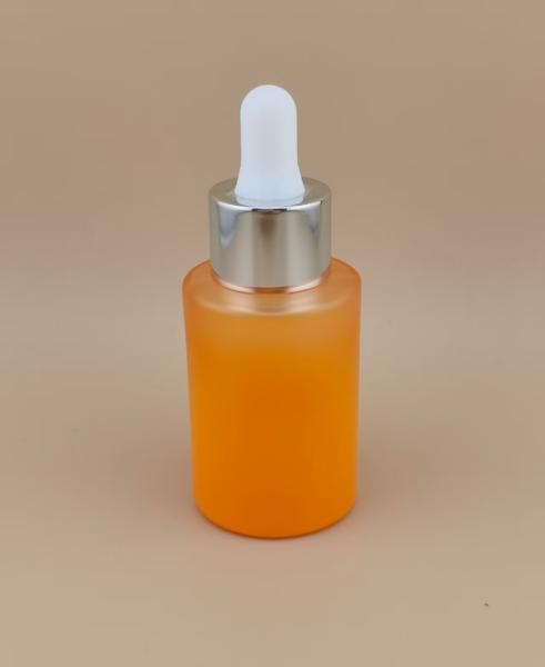 Clear Gradual Change Matte Orange Smooth Round Dropper Bottle K-GBL30 for Essence