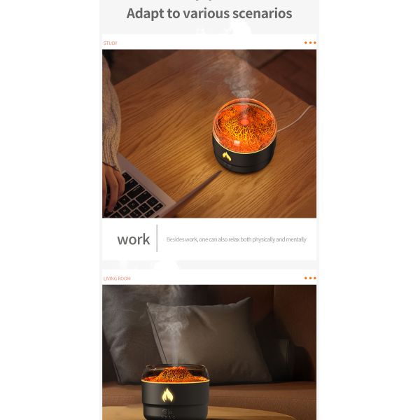 Electric Ultrasonic Aroma Air Humidifier Volcano Design USB Powered Timing Function