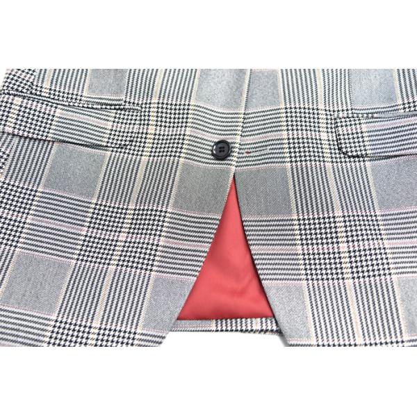 Fashion Mens Slim Fit Suit Blazer Plaid Light Grey Check OEM Service