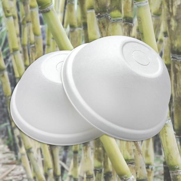 90mm Fake Dome Disposable Eco Friendly Natural Sugarcane Fiber Pulp Slide Open Cup Lids For Coffee Shop