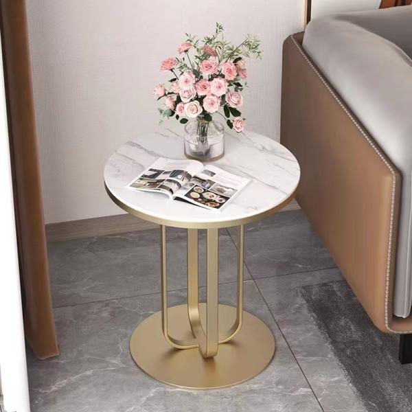 Stainless Steel Bracket Hotel Bedroom Furniture Simple Rock Plate Table Facet Shaped