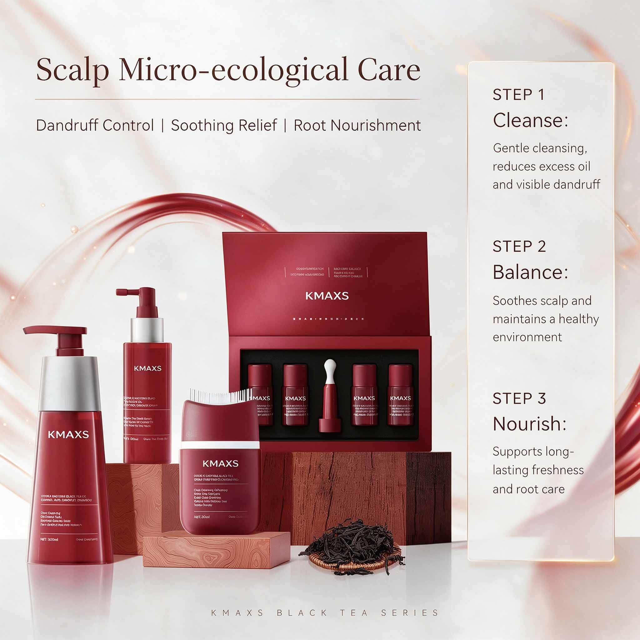 Black Tea Scalp Care Kit Grease Control Root Lift Hair Freshness