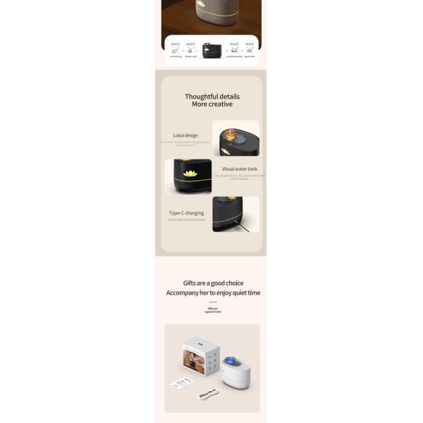 OEM Desktop Aroma Cool Mist Diffuser USB Electric Diffuser With 7 Color Ambient Light
