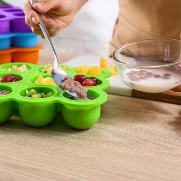 9 Cavities Silicone Baby Tray Half Sphere BPA Free Suction Feeding Plate