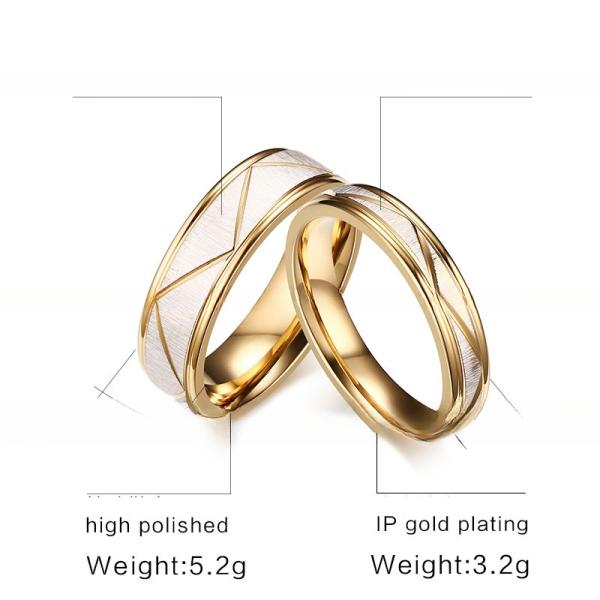 Wedding Stainless Steel Gold Couples Promise Rings 6mm Men And 4mm Women Third Party Appraisal