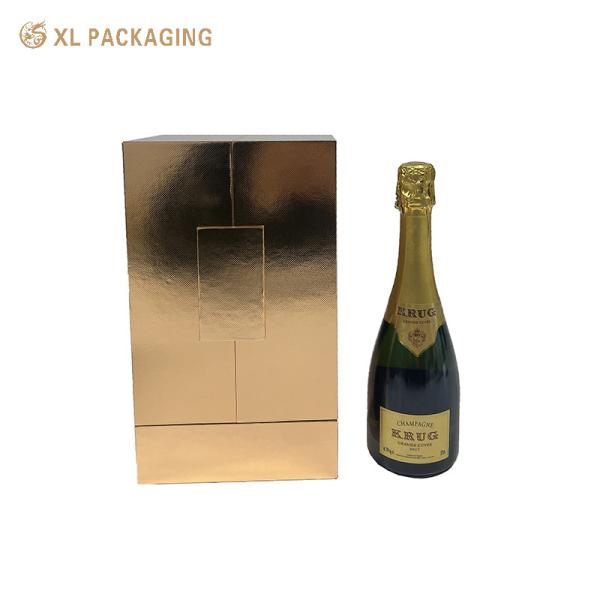 Two Door Qpen Rose Gold Glossy Magnetic Paper Packaging Box for Wine & Spirits