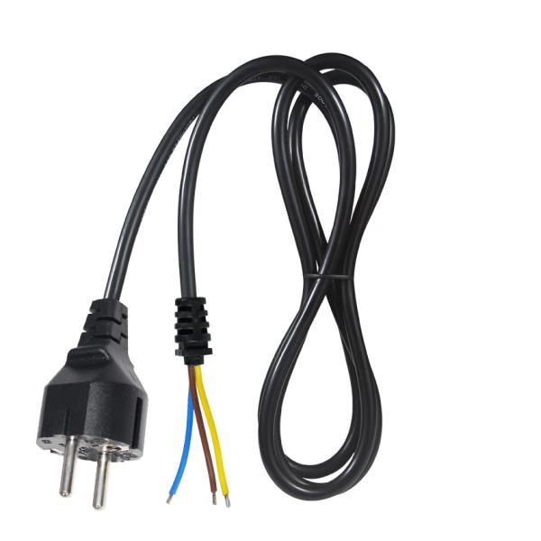 EU Plug to Tinned Stripped Wire Power Cord- 2-Pin Euro Power Cable for DIY AC Wiring, Panel Connection, Equipment Input