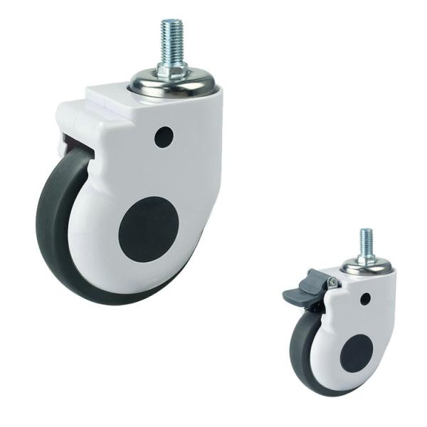 3 4 5 Medical Casters OEM Threaded Stem Silent Hospital Bed Castors With Nylon Brake