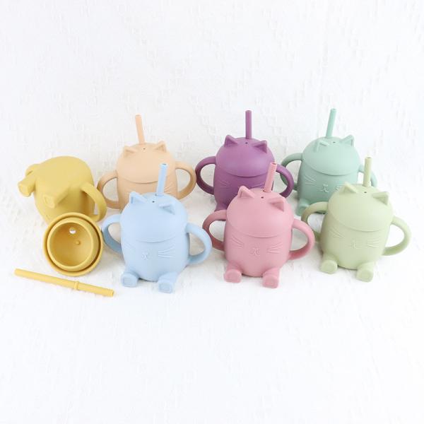 As crianças portáteis do silicone do produto comestível colocam Cat Style For Infant Training não tóxica