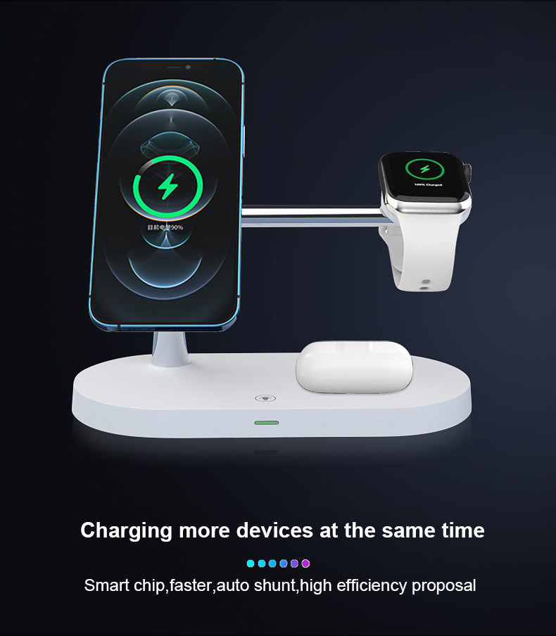 Multi-Functional 5-in-1 Wireless Charging Station with 2W Night Light and USB Output