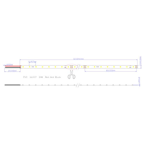 130lm Per Watt Indoor LED Strip Lights 2835 LEDs CRI90 24VDC Low Voltage