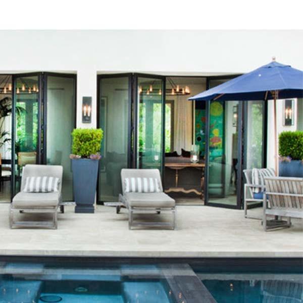 Exterior Commercial Aluminium Doors , Alloy Frame Folding Glass Doors For Kitchen