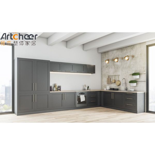 American Style Solid Wood Kitchen Cabinets with Shaker Door Design and Customized Eco-Friendly Colors