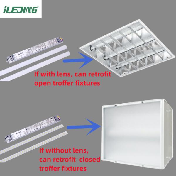 DLC 140Lm/W Magnetic LED Light Troffer Linear retrofit Kit for USA Market Adjust 5CCT