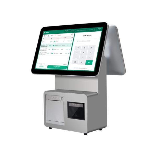 Retail 15.6inch Dual Touch Screen All in One Terminal Machine with Thermal Transfer Printer Technology