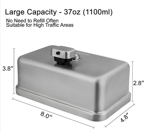 Metallic Anti Leak Commercial  Kitchen Soap Dispenser Stainless Steel For Hotels Restaurant