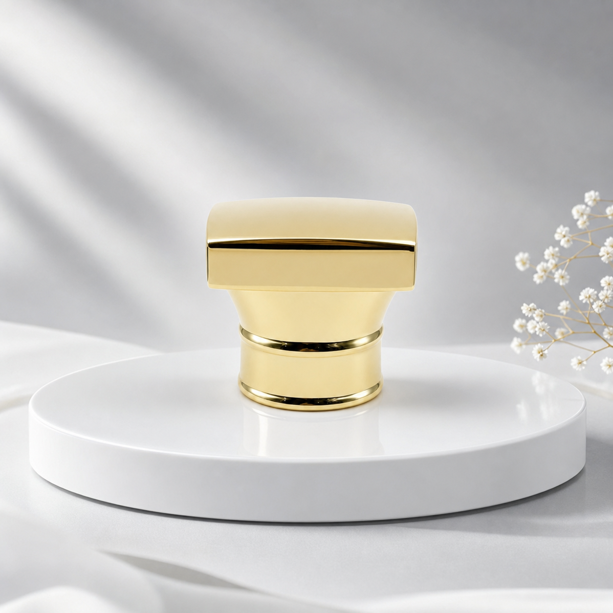 High End Gloss Black Rhombus Cut Square Zamac Perfume Cap Electroplated Gold Zinc Alloy Parfum Bottle Cover Custom Size For Glass Perfume Packaging