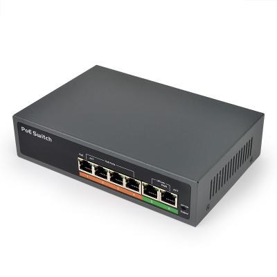 full metal case 4 ports 100Mbps IEEE 802.3af/a standard 65W power backplane bandwidth 1.2 Gbps uplink port POE switch