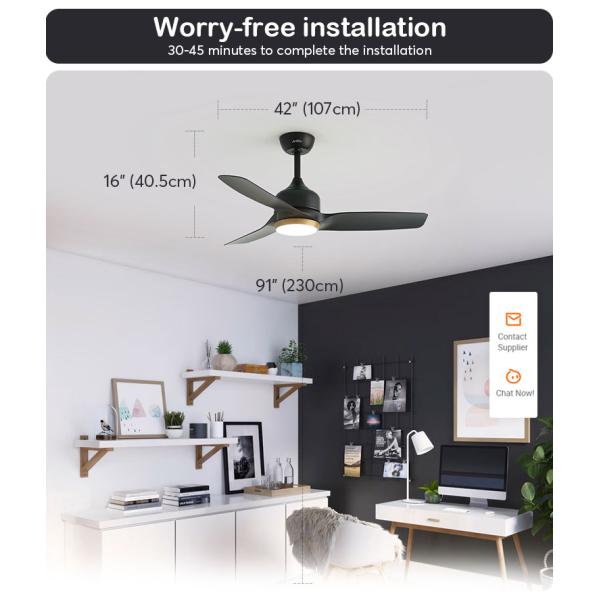 Ventilador de teto LED de comprimento de suspensão interior de 42 