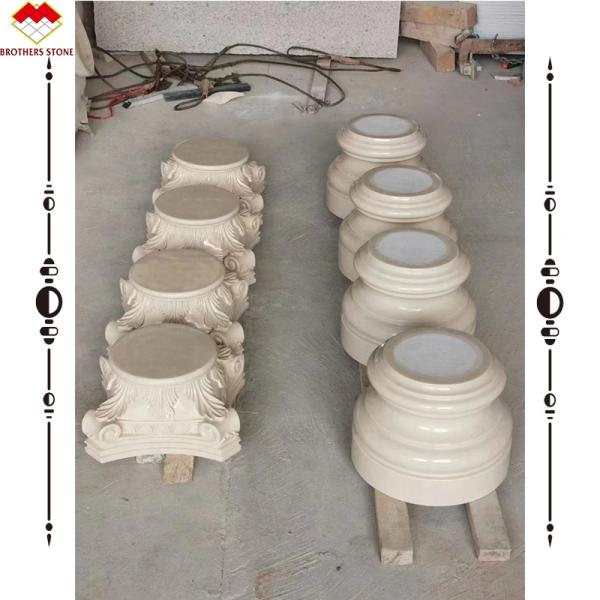 Hand Carved Marble Square Column Capital for Western Design Marble Pillar Decoration