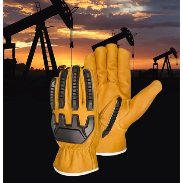 Heavy Oil And Chemical Resistant Insulation Cowhide Leather High Impact Reduction Oil field Working Cotton Palm Gloves