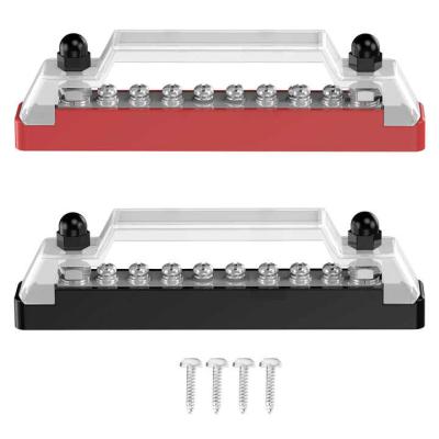 12V 100A Mini Power Distribution Terminal Bus Bar Max DC-150A 48V Cover 2M6+8M4 Posts