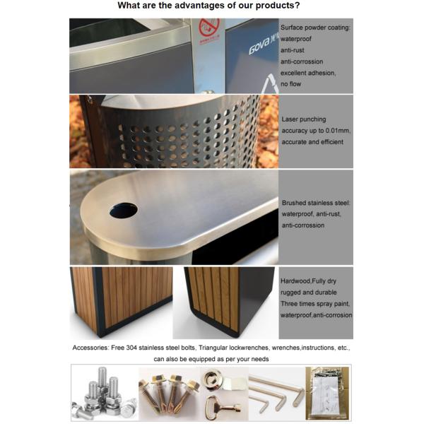 Мусорный бак ISO14001 11.8gal на открытом воздухе деревянный с баком завода