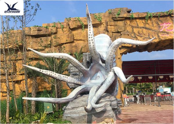 Outdoor Artificial Life Size Fiberglass Statues Octopus Models Amusement Park Equipment