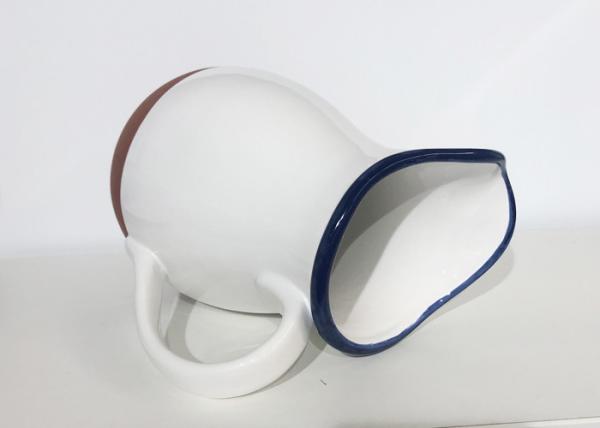 White Solid Glazed Coated Ceramic Stoneware Terracotta Water Jug Pitcher